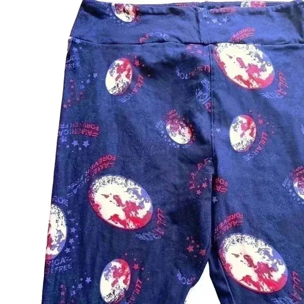 Lularoe Plus size TC2 Navy blue Americana leggings. NWOT. Freedom..world& stars - Picture 2 of 7